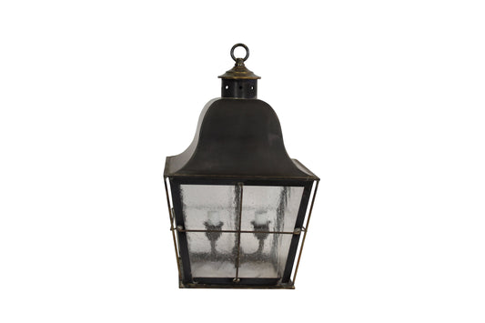 Fairmont Lantern - Darkened Copper - Clear Seedy Glass - Chain Hung