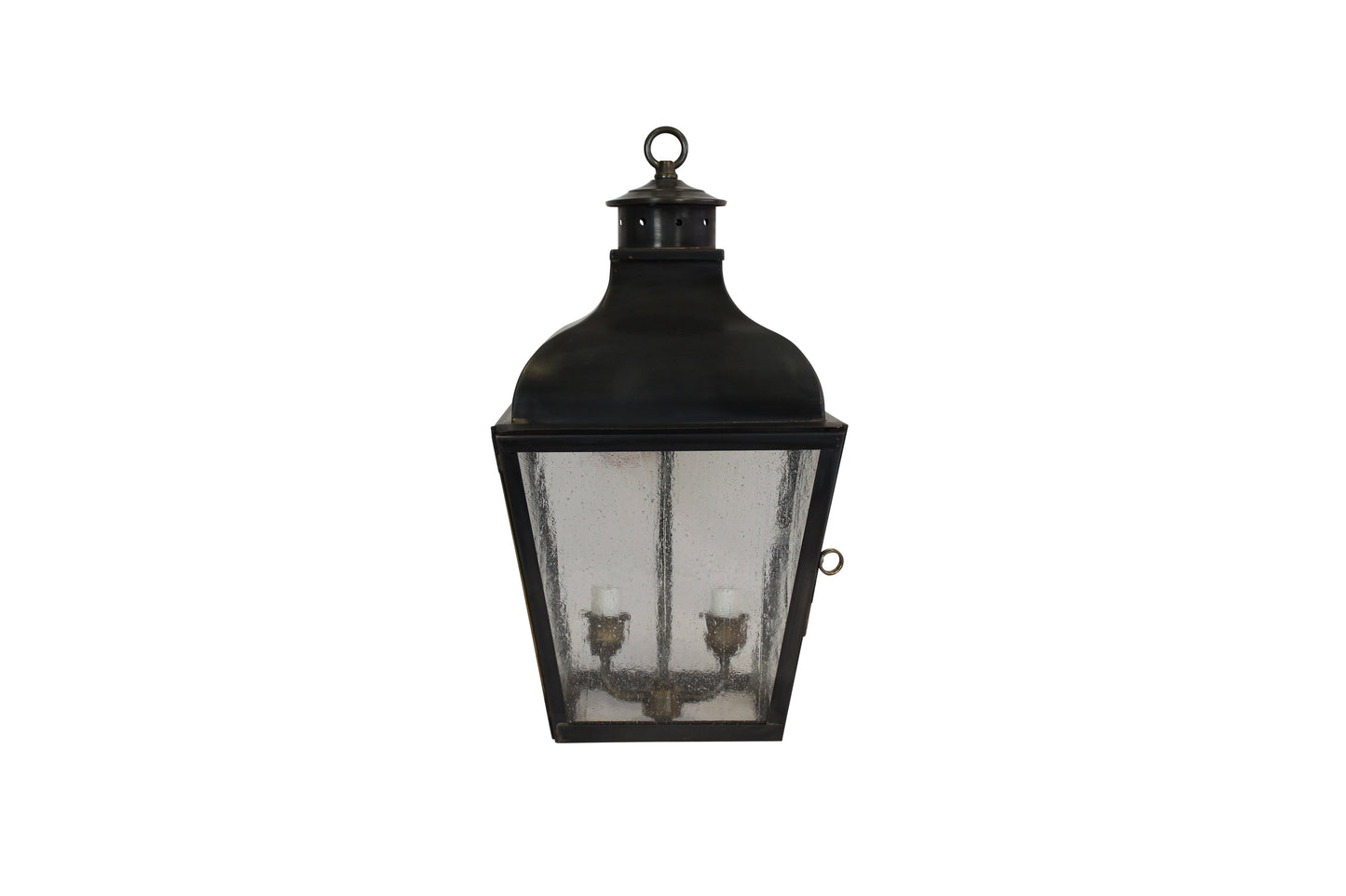 Point Pleasant Lantern - Darkened Copper - Antique Seedy Glass - Chain Hung