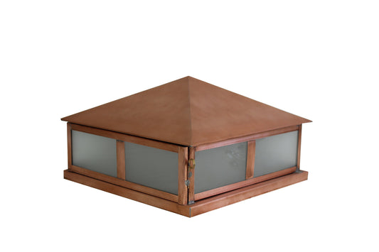 Ocean Ave Lantern - Raw Copper - Frosted Glass