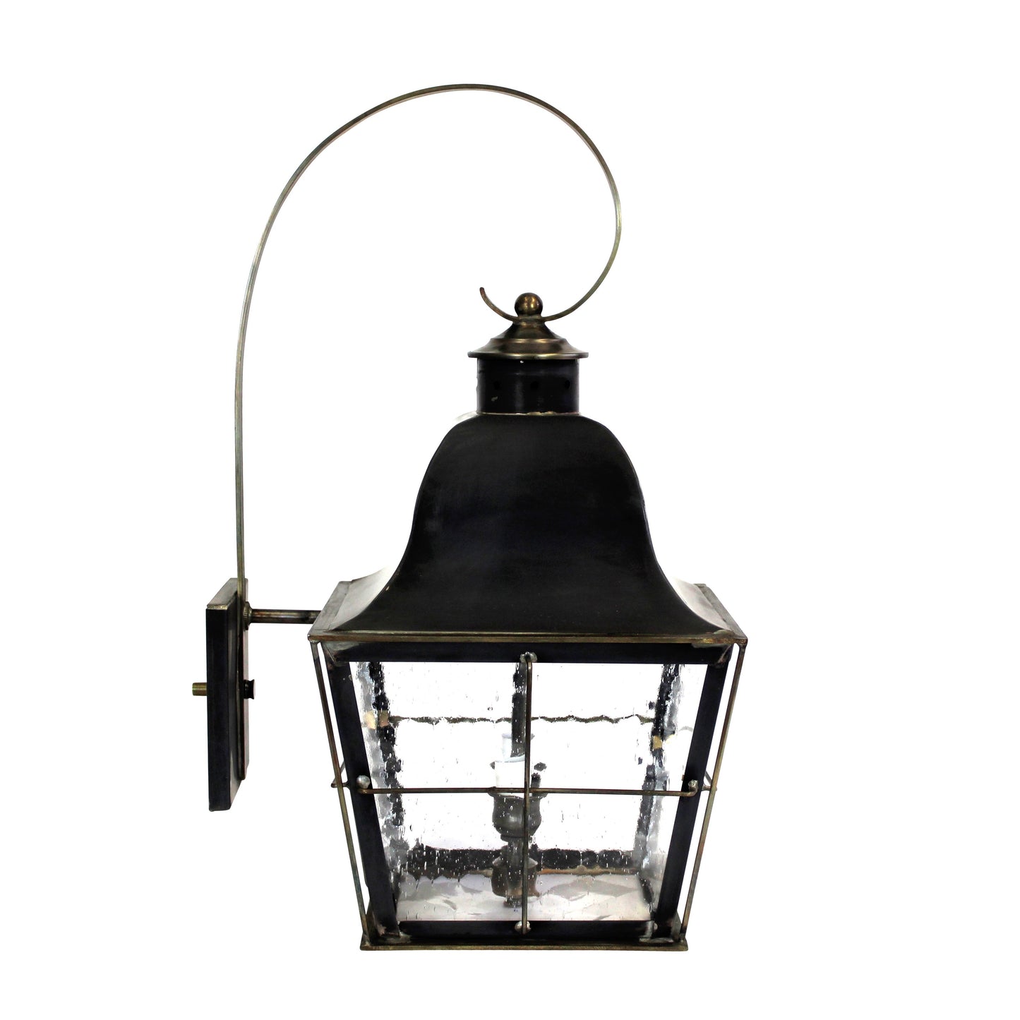 Fairmont Lantern - Darkened Brass - Clear Seedy Glass - Wall Bracket - Top Scroll