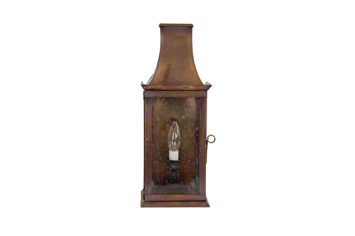 Jersey Devil Lantern - Darkened Brass - Clear Hammered Glass - Wall Flush