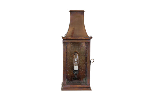 Jersey Devil Lantern - Darkened Brass - Clear Hammered Glass - Wall Flush