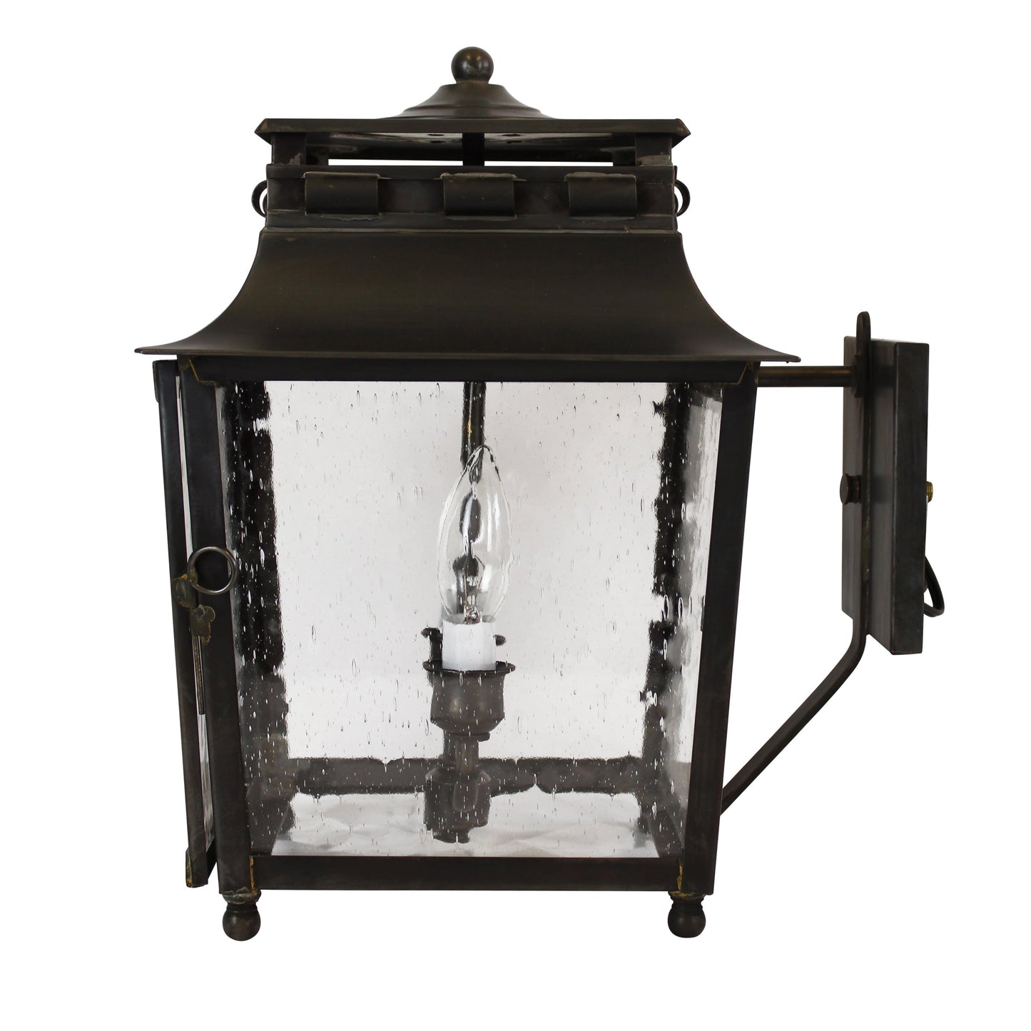 Salem Lantern - Darkened Copper - Clear Seedy Glass - Wall Bracket