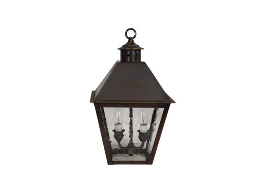 Shelbourne Lantern - Darkened Copper - Clear Seedy Glass - Chain Hung